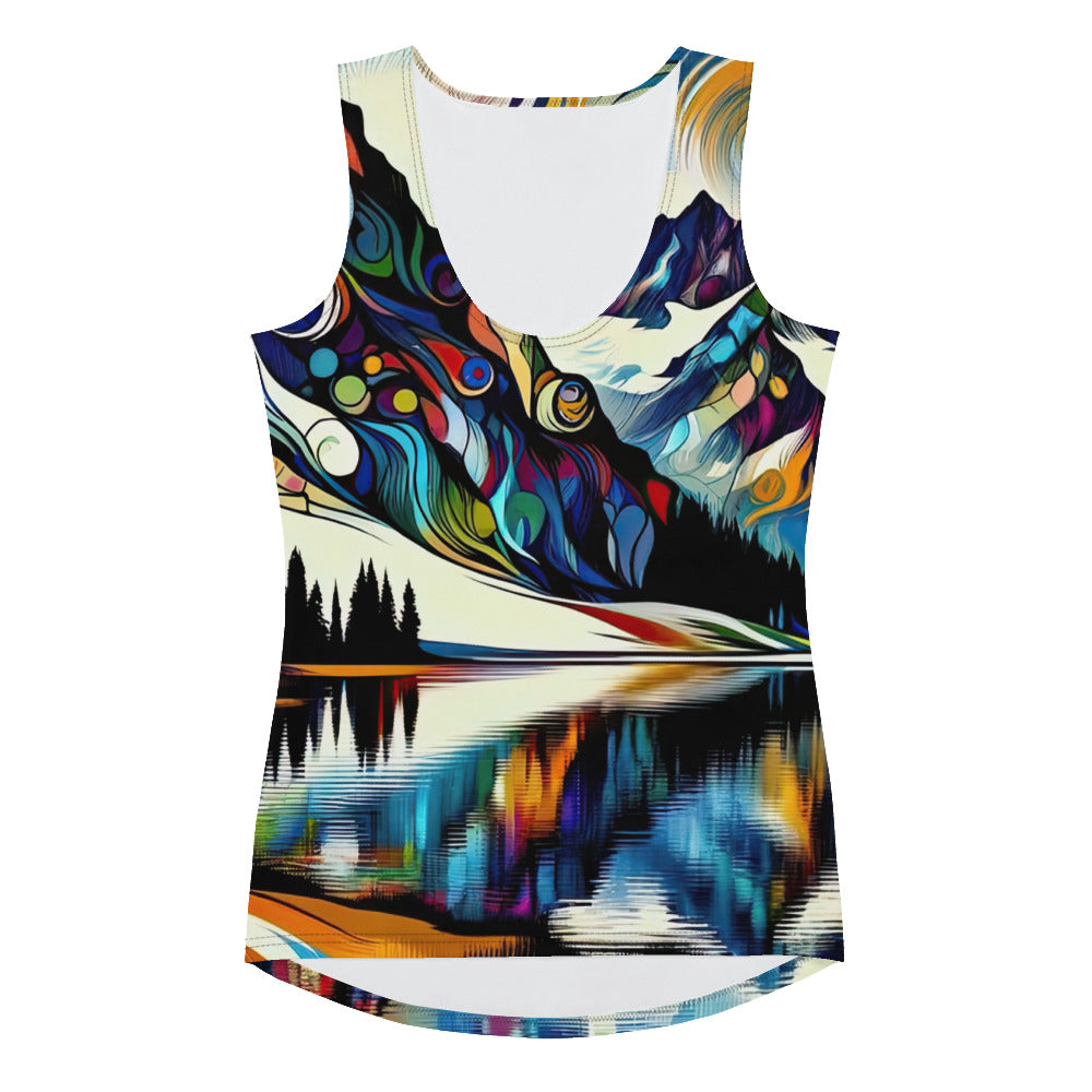 Alpensee im Zentrum eines abstrakt-expressionistischen Alpen-Kunstwerks - Damen Tanktop (All-Over Print) berge xxx yyy zzz