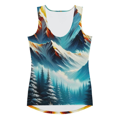 Ölgemälde von Feuer und Eis: Lagerfeuer und Alpen im Kontrast, warme Flammen - Damen Tanktop (All-Over Print) camping xxx yyy zzz