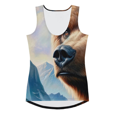 Ölgemälde, das das Gesicht eines starken realistischen Bären einfängt. Porträt - Damen Tanktop (All-Over Print) camping xxx yyy zzz