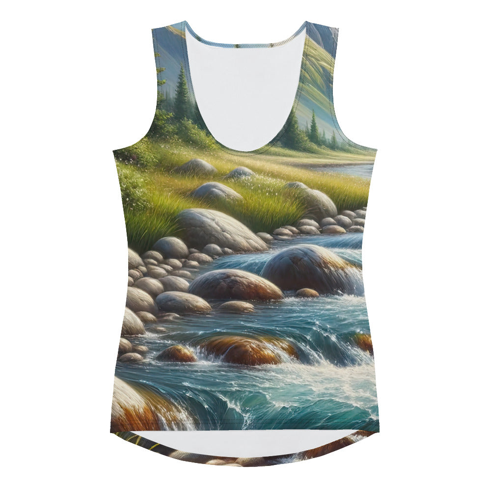 Ölgemälde eines Gebirgsbachs durch felsige Landschaft - Damen Tanktop (All-Over Print) berge xxx yyy zzz