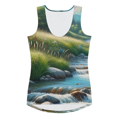 Sanfter Gebirgsbach in Ölgemälde, klares Wasser über glatten Felsen - Damen Tanktop (All-Over Print) berge xxx yyy zzz