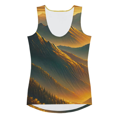 Ölgemälde der Berge in der goldenen Stunde, Sonnenuntergang über warmer Landschaft - Damen Tanktop (All-Over Print) berge xxx yyy zzz