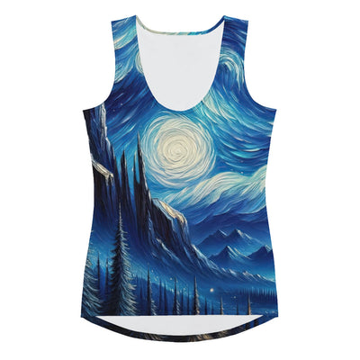 Sternennacht-Stil Ölgemälde der Alpen, himmlische Wirbelmuster - Damen Tanktop (All-Over Print) berge xxx yyy zzz