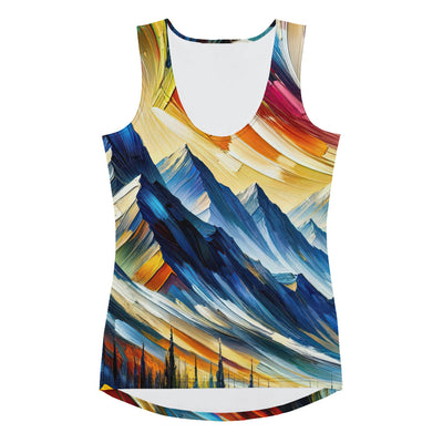 Alpen-Ölgemälde mit kräftigen Farben und Bergsteinbock in lebendiger Szenerie - Damen Tanktop (All-Over Print) berge xxx yyy zzz