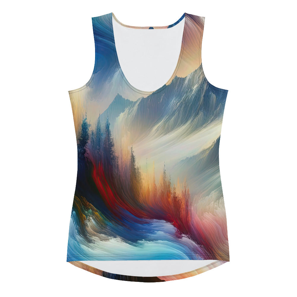 Foto eines abstrakt-expressionistischen Alpengemäldes mit Wanderersilhouette - Damen Tanktop (All-Over Print) wandern xxx yyy zzz