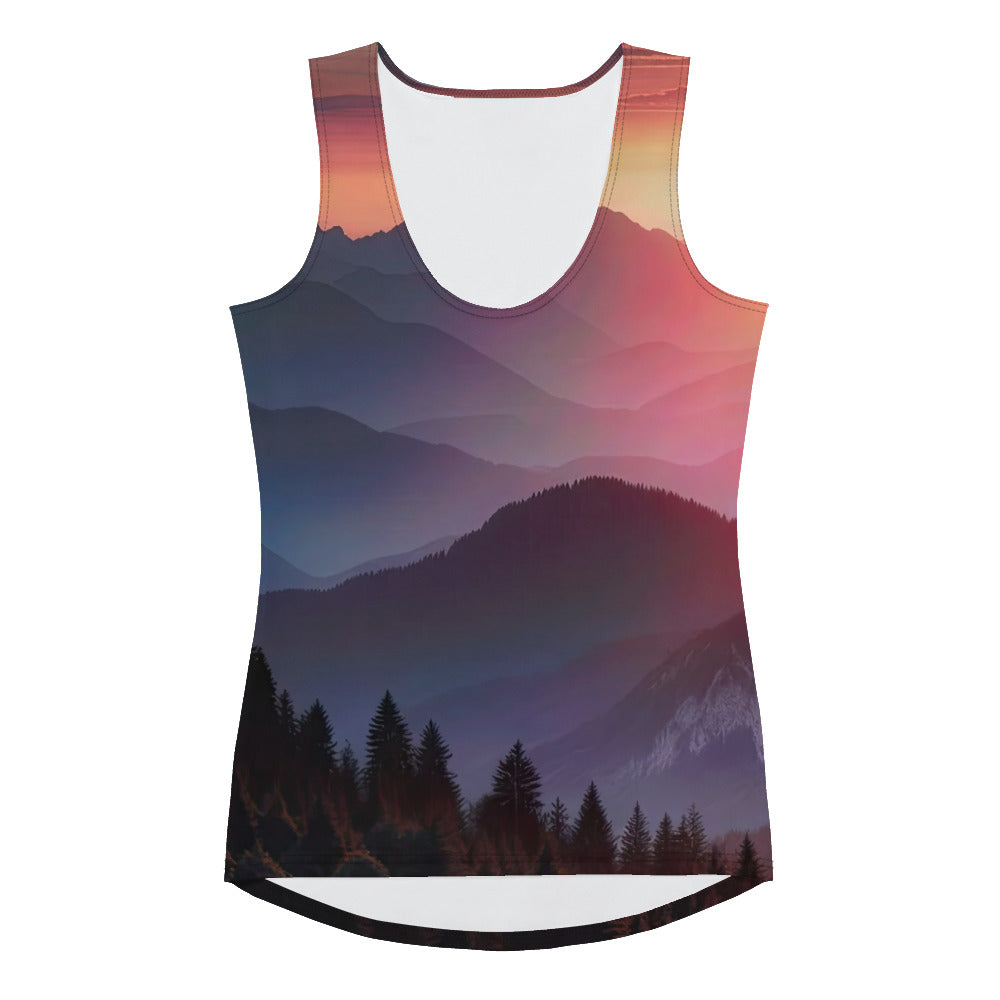 Foto der Alpenwildnis beim Sonnenuntergang, Himmel in warmen Orange-Tönen - Damen Tanktop (All-Over Print) berge xxx yyy zzz