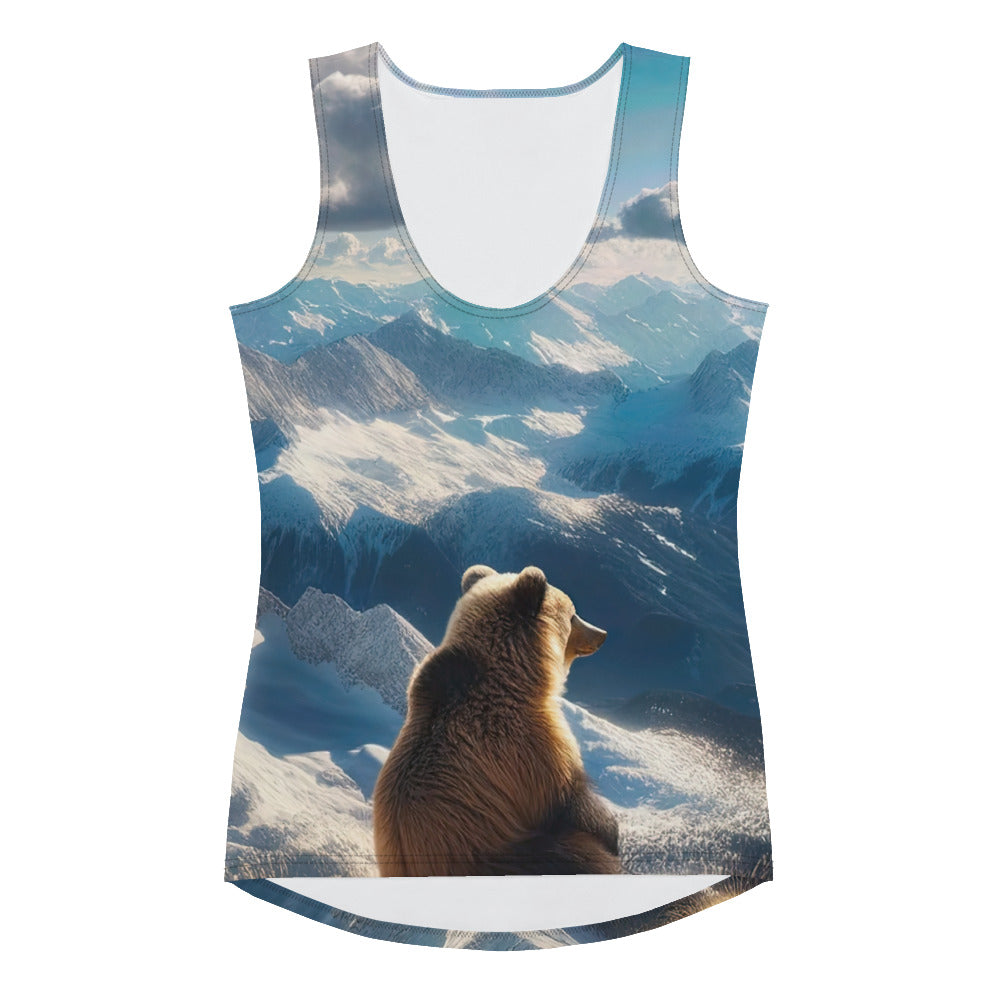 Foto der Alpen im Winter mit Bären auf dem Gipfel, glitzernder Neuschnee unter der Sonne - Damen Tanktop (All-Over Print) camping xxx yyy zzz