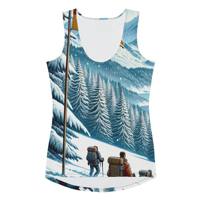 Quadratische Winterillustration der Alpen mit deutscher Flagge und Wanderteam - Damen Tanktop (All-Over Print) wandern xxx yyy zzz