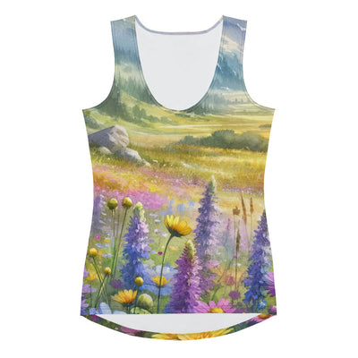 Aquarell einer Almwiese in Ruhe, Wildblumenteppich in Gelb, Lila, Rosa - Damen Tanktop (All-Over Print) berge xxx yyy zzz