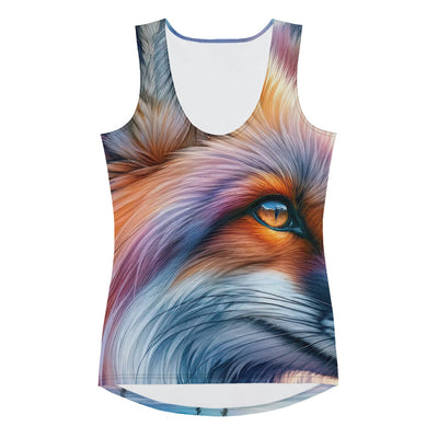 Aquarellporträt eines Fuchses im Dämmerlicht am Bergsee - Damen Tanktop (All-Over Print) camping xxx yyy zzz