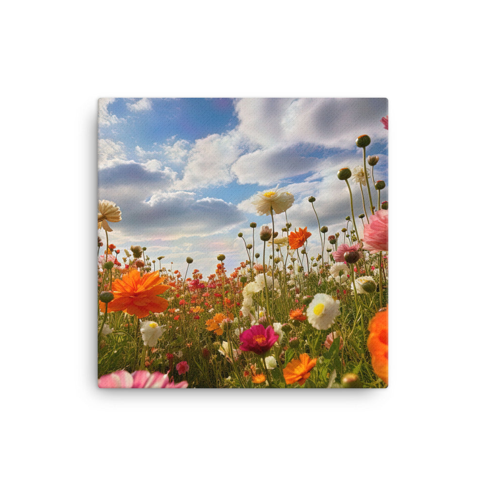 Blumenfeld und Sonnenschein - Leinwand camping xxx 30.5 x 30.5 cm