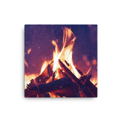 Lagerfeuer im Winter - Campingtrip Foto - Leinwand camping xxx 30.5 x 30.5 cm