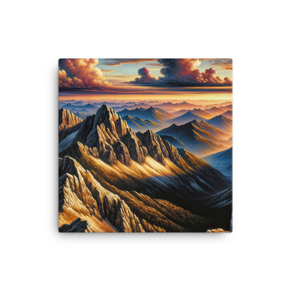 Alpen in Abenddämmerung: Acrylgemälde mit beleuchteten Berggipfeln - Leinwand berge xxx yyy zzz 30.5 x 30.5 cm