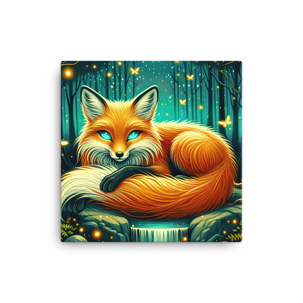 Bezaubernder Fuchs auf erleuchteter mystischer Waldlichtung - Leinwand camping xxx yyy zzz 30.5 x 30.5 cm