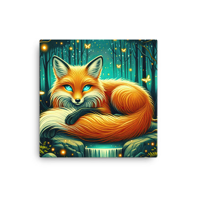 Bezaubernder Fuchs auf erleuchteter mystischer Waldlichtung - Leinwand camping xxx yyy zzz 30.5 x 30.5 cm