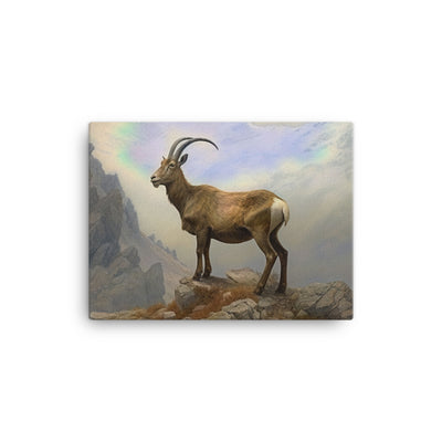 Steinbock am Berg - Wunderschöne Malerei - Leinwand berge xxx 30.5 x 40.6 cm