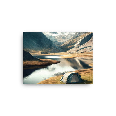 Zelt, Berge und Bergsee - Leinwand camping xxx 30.5 x 40.6 cm