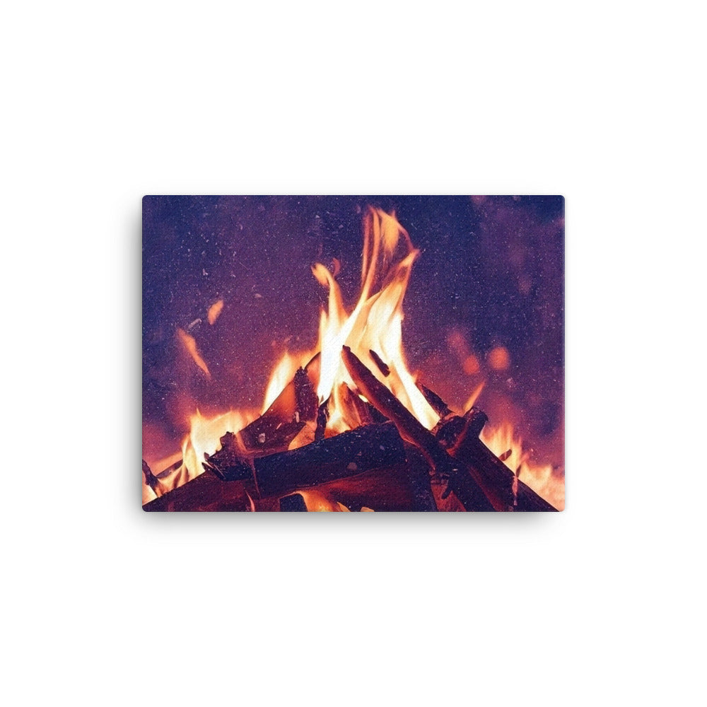 Lagerfeuer im Winter - Campingtrip Foto - Leinwand camping xxx 30.5 x 40.6 cm