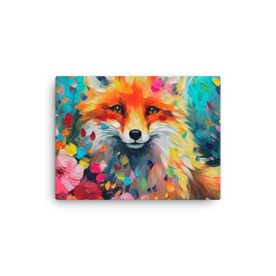 Schöner Fuchs im Blumenfeld - Farbige Malerei - Leinwand camping xxx 30.5 x 40.6 cm