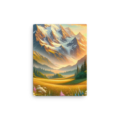 Heitere Alpenschönheit: Schneeberge und Wildblumenwiesen - Leinwand berge xxx yyy zzz 30.5 x 40.6 cm