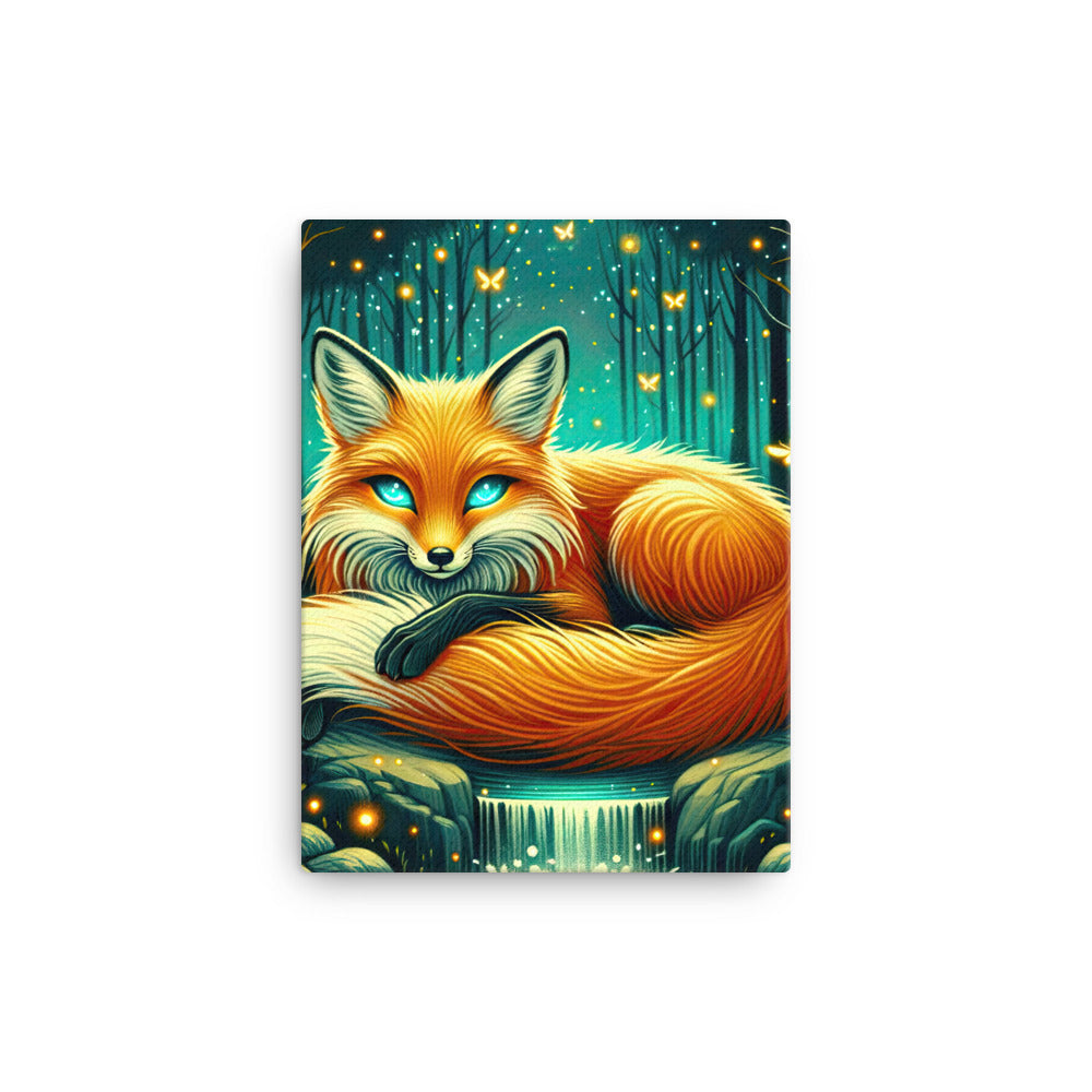 Bezaubernder Fuchs auf erleuchteter mystischer Waldlichtung - Leinwand camping xxx yyy zzz 30.5 x 40.6 cm