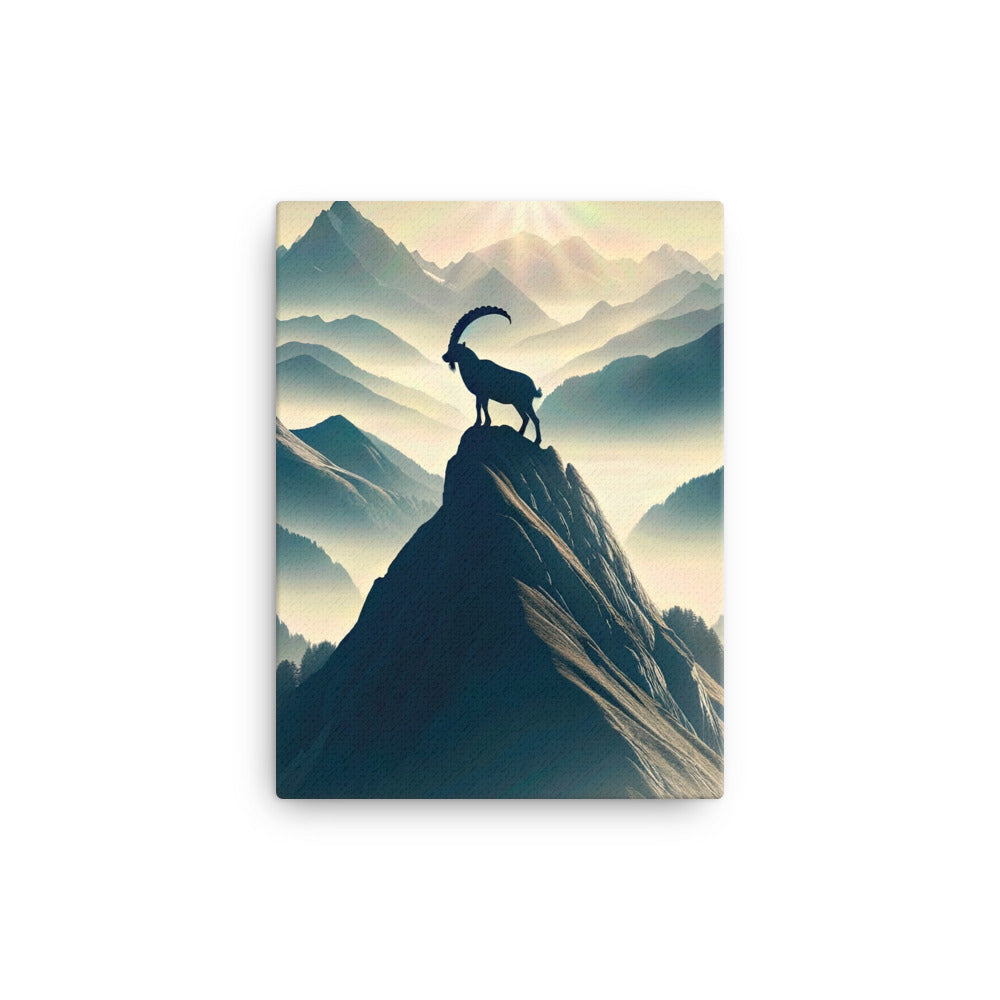 Morgendlicher Steinbock auf Alpengipfel, steile Berghänge - Leinwand berge xxx yyy zzz 30.5 x 40.6 cm