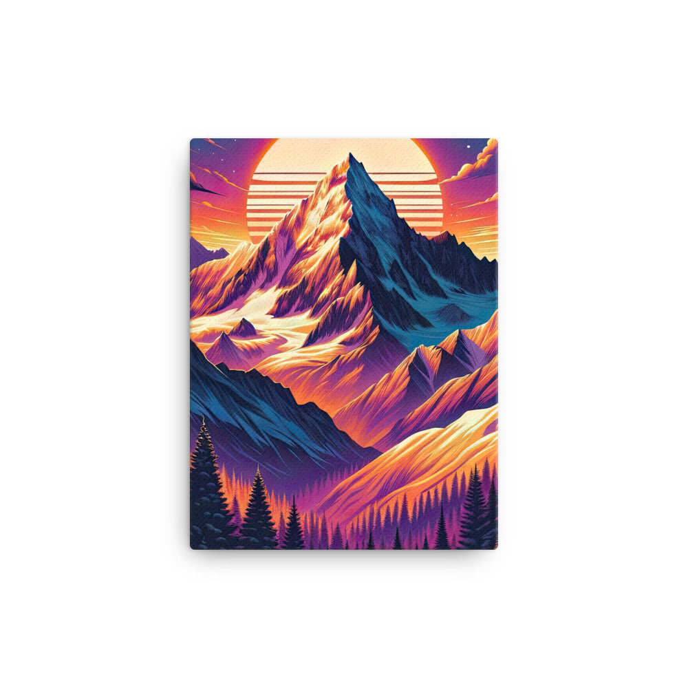 Lebendiger Alpen-Sonnenuntergang, schneebedeckte Gipfel in warmen Tönen - Leinwand berge xxx yyy zzz 30.5 x 40.6 cm