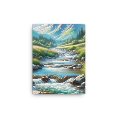 Sanfter Gebirgsbach in Ölgemälde, klares Wasser über glatten Felsen - Leinwand berge xxx yyy zzz 30.5 x 40.6 cm