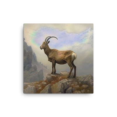 Steinbock am Berg - Wunderschöne Malerei - Leinwand berge xxx 40.6 x 40.6 cm