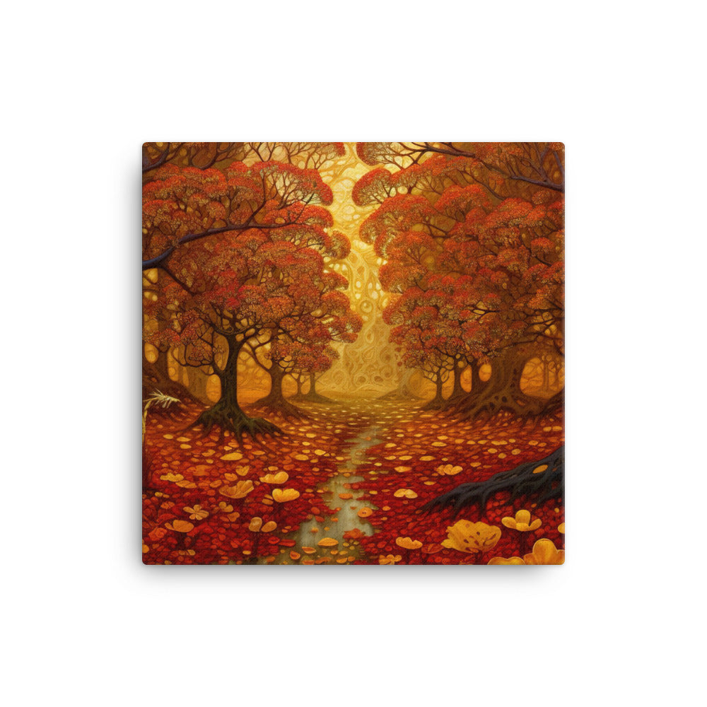 Wald im Herbst und kleiner Bach - Leinwand camping xxx 40.6 x 40.6 cm