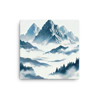 Nebeliger Alpenmorgen-Essenz, verdeckte Täler und Wälder - Leinwand berge xxx yyy zzz 40.6 x 40.6 cm