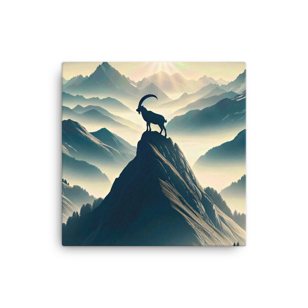 Morgendlicher Steinbock auf Alpengipfel, steile Berghänge - Leinwand berge xxx yyy zzz 40.6 x 40.6 cm