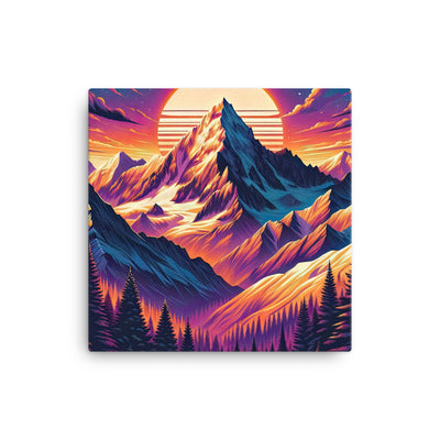 Lebendiger Alpen-Sonnenuntergang, schneebedeckte Gipfel in warmen Tönen - Leinwand berge xxx yyy zzz 40.6 x 40.6 cm