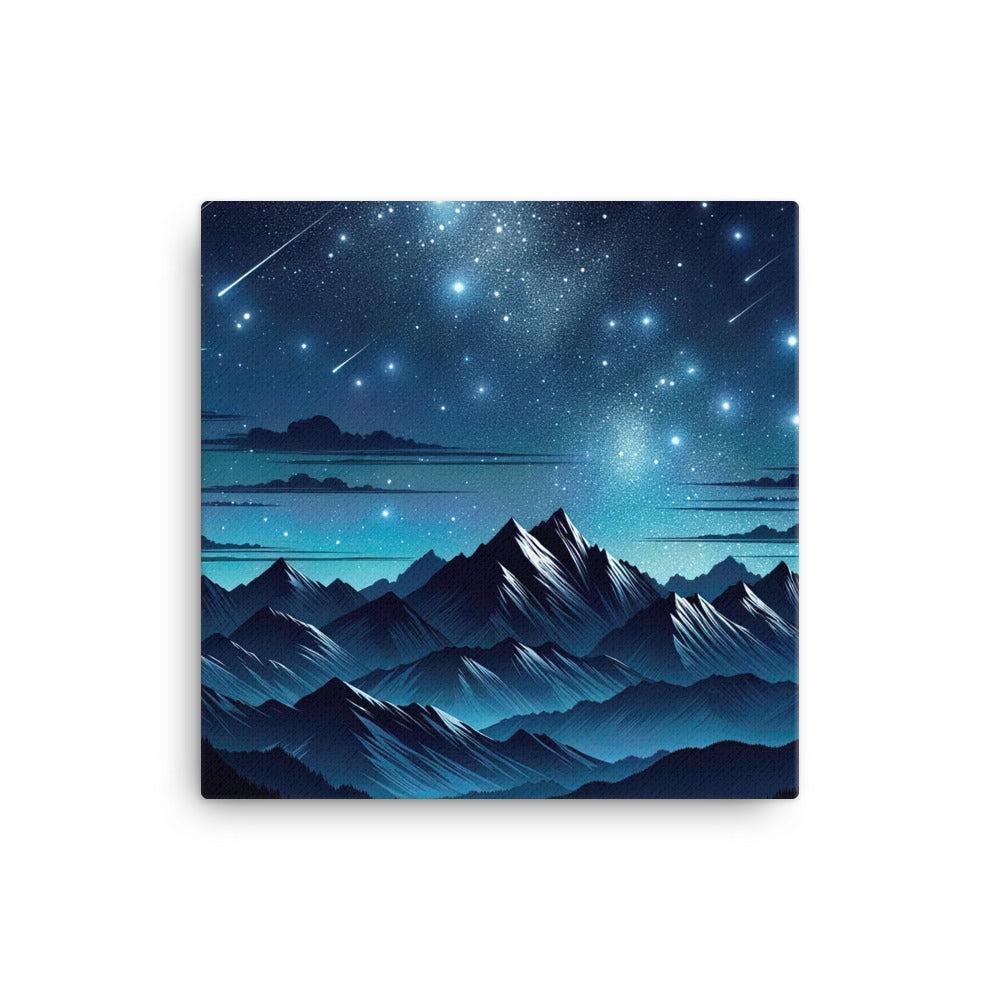 Alpen unter Sternenhimmel mit glitzernden Sternen und Meteoren - Leinwand berge xxx yyy zzz 40.6 x 40.6 cm