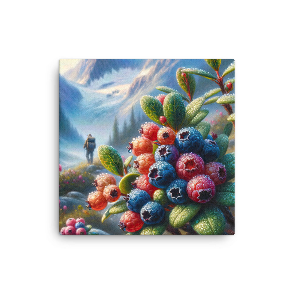 Ölgemälde einer Nahaufnahme von Alpenbeeren in satten Farben und zarten Texturen - Leinwand wandern xxx yyy zzz 40.6 x 40.6 cm