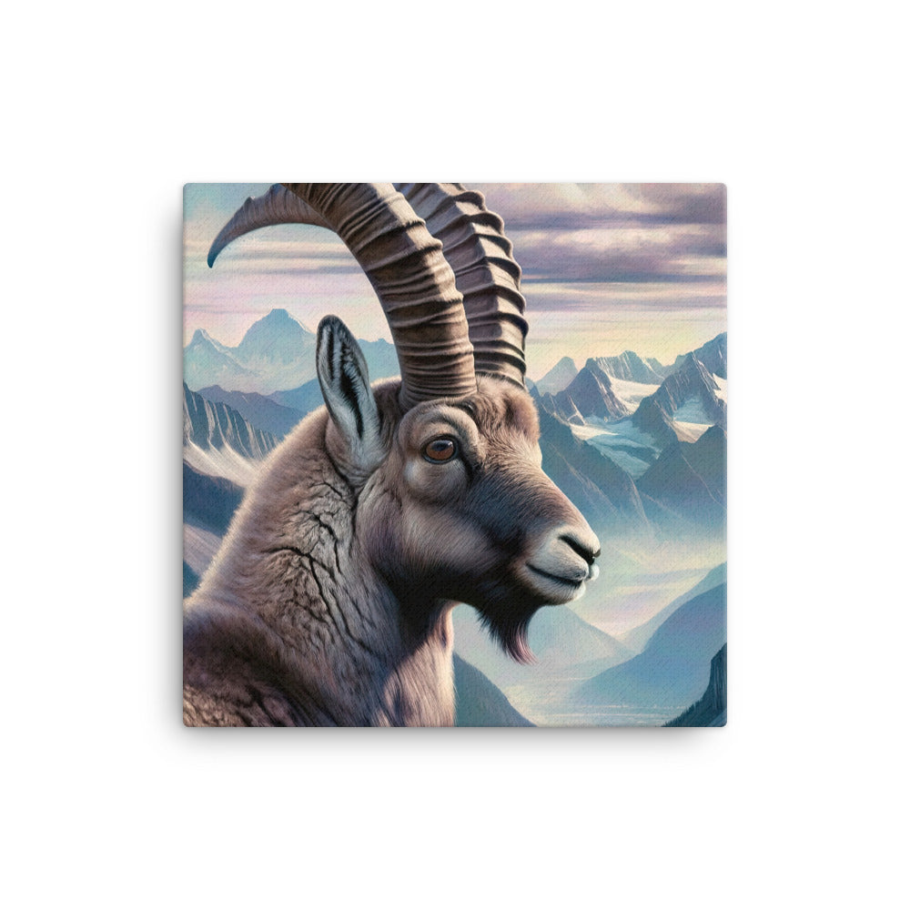 Digitales Steinbock-Porträt vor Alpenkulisse - Leinwand berge xxx yyy zzz 40.6 x 40.6 cm