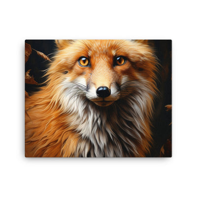 Fuchs Porträt und Herbstblätter - Malerei - Leinwand camping xxx 40.6 x 50.8 cm