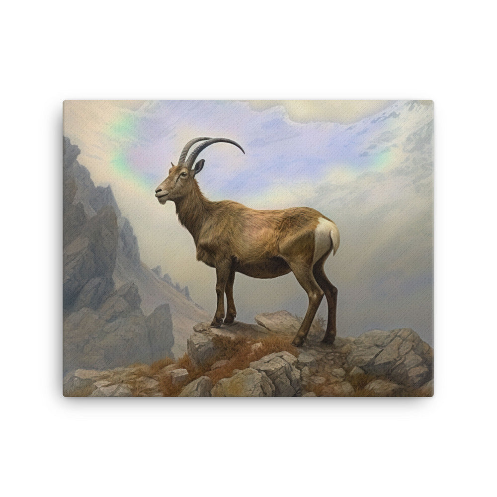 Steinbock am Berg - Wunderschöne Malerei - Leinwand berge xxx 40.6 x 50.8 cm