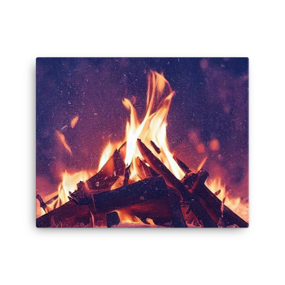 Lagerfeuer im Winter - Campingtrip Foto - Leinwand camping xxx 40.6 x 50.8 cm