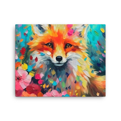 Schöner Fuchs im Blumenfeld - Farbige Malerei - Leinwand camping xxx 40.6 x 50.8 cm