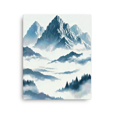 Nebeliger Alpenmorgen-Essenz, verdeckte Täler und Wälder - Leinwand berge xxx yyy zzz 40.6 x 50.8 cm