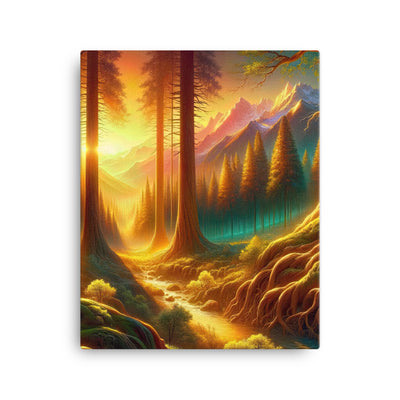 Golden-Stunde Alpenwald, Sonnenlicht durch Blätterdach - Leinwand camping xxx yyy zzz 40.6 x 50.8 cm