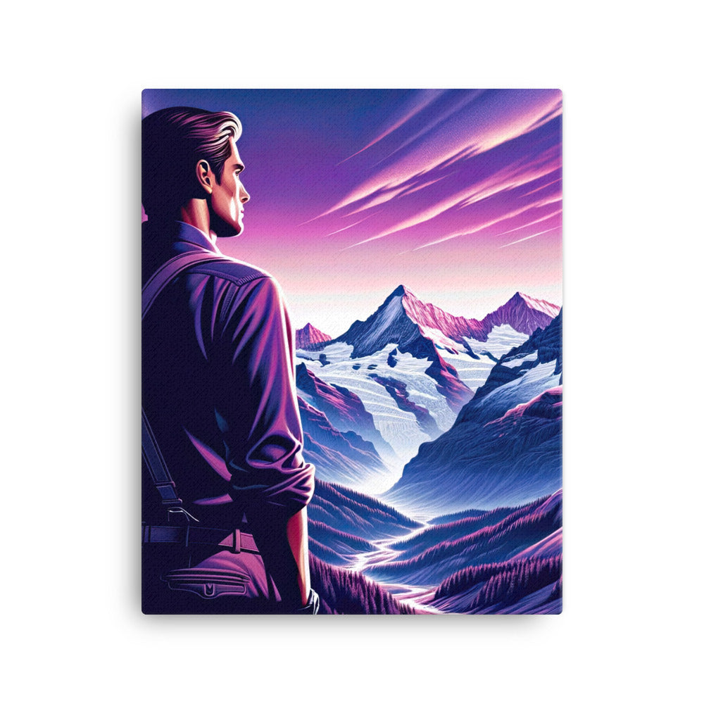 Wanderer in alpiner Dämmerung, schneebedeckte Gipfel ins Unendliche - Leinwand wandern xxx yyy zzz 40.6 x 50.8 cm