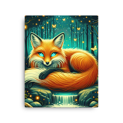 Bezaubernder Fuchs auf erleuchteter mystischer Waldlichtung - Leinwand camping xxx yyy zzz 40.6 x 50.8 cm