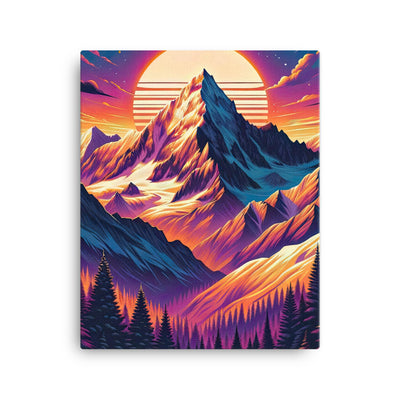 Lebendiger Alpen-Sonnenuntergang, schneebedeckte Gipfel in warmen Tönen - Leinwand berge xxx yyy zzz 40.6 x 50.8 cm