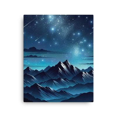 Alpen unter Sternenhimmel mit glitzernden Sternen und Meteoren - Leinwand berge xxx yyy zzz 40.6 x 50.8 cm