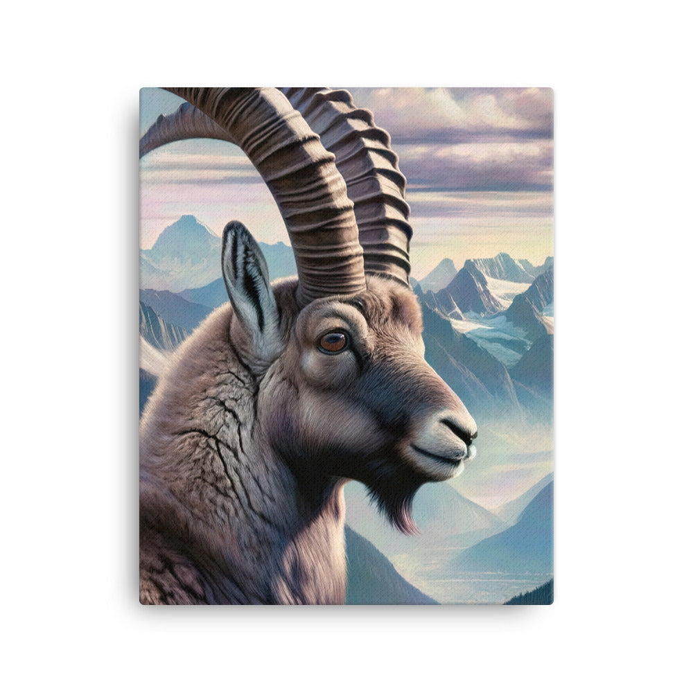 Digitales Steinbock-Porträt vor Alpenkulisse - Leinwand berge xxx yyy zzz 40.6 x 50.8 cm