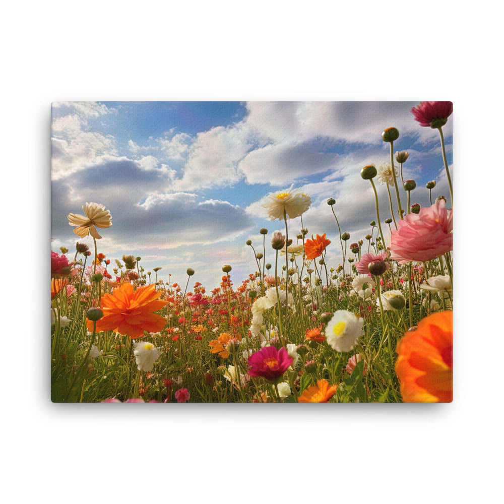 Blumenfeld und Sonnenschein - Leinwand camping xxx 45.7 x 61 cm