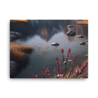 Berge, Bergsee und Blumen - Leinwand berge xxx 45.7 x 61 cm