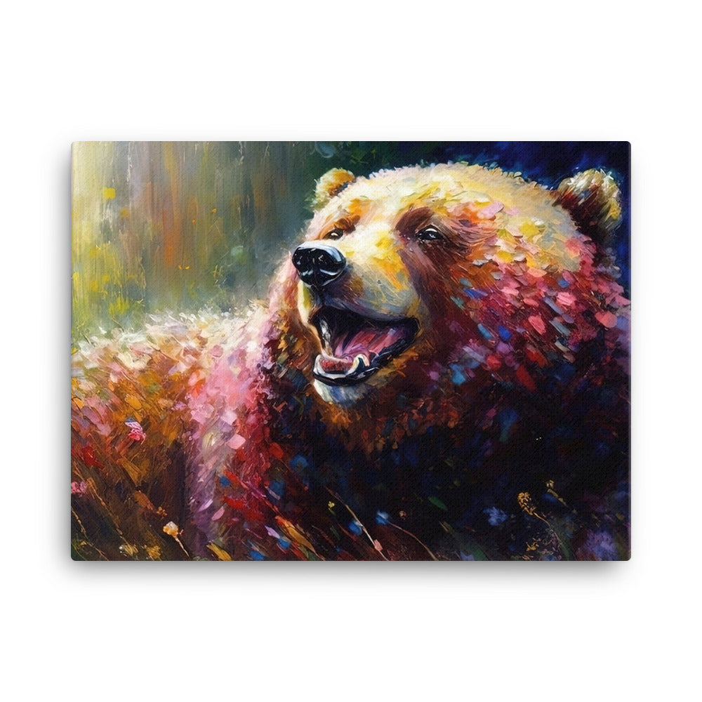 Süßer Bär - Ölmalerei - Leinwand camping xxx 45.7 x 61 cm